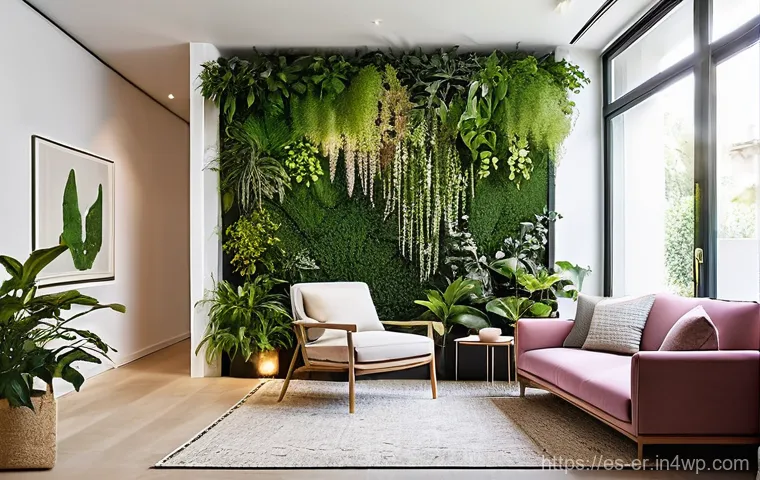 리빙월을 위한 공간 활용 기술 - **Prompt 1: "Mediterranean Indoor Oasis"**
A serene and brightly lit living room in a contempora...