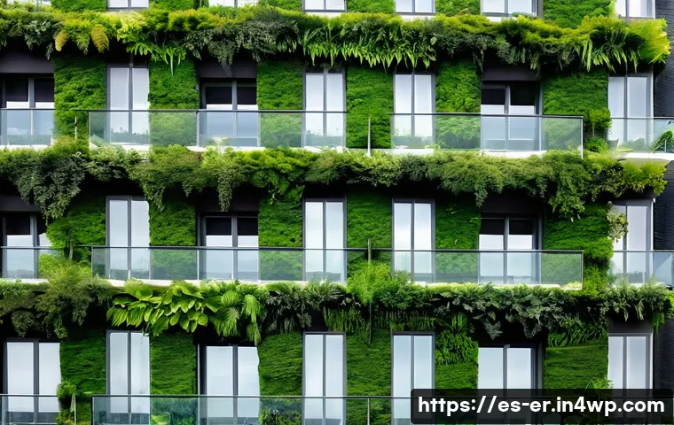 리빙월의 미래 디자인 전망 - **Urban Green Masterpiece:** A grand, architectural living wall spanning the entire facade of a cont...